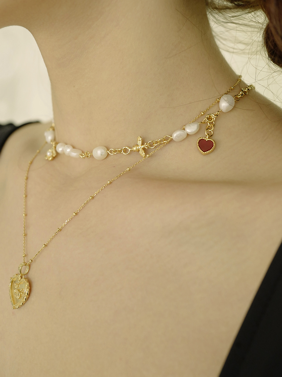 Spring Waltz Pearl Necklace (Gold)